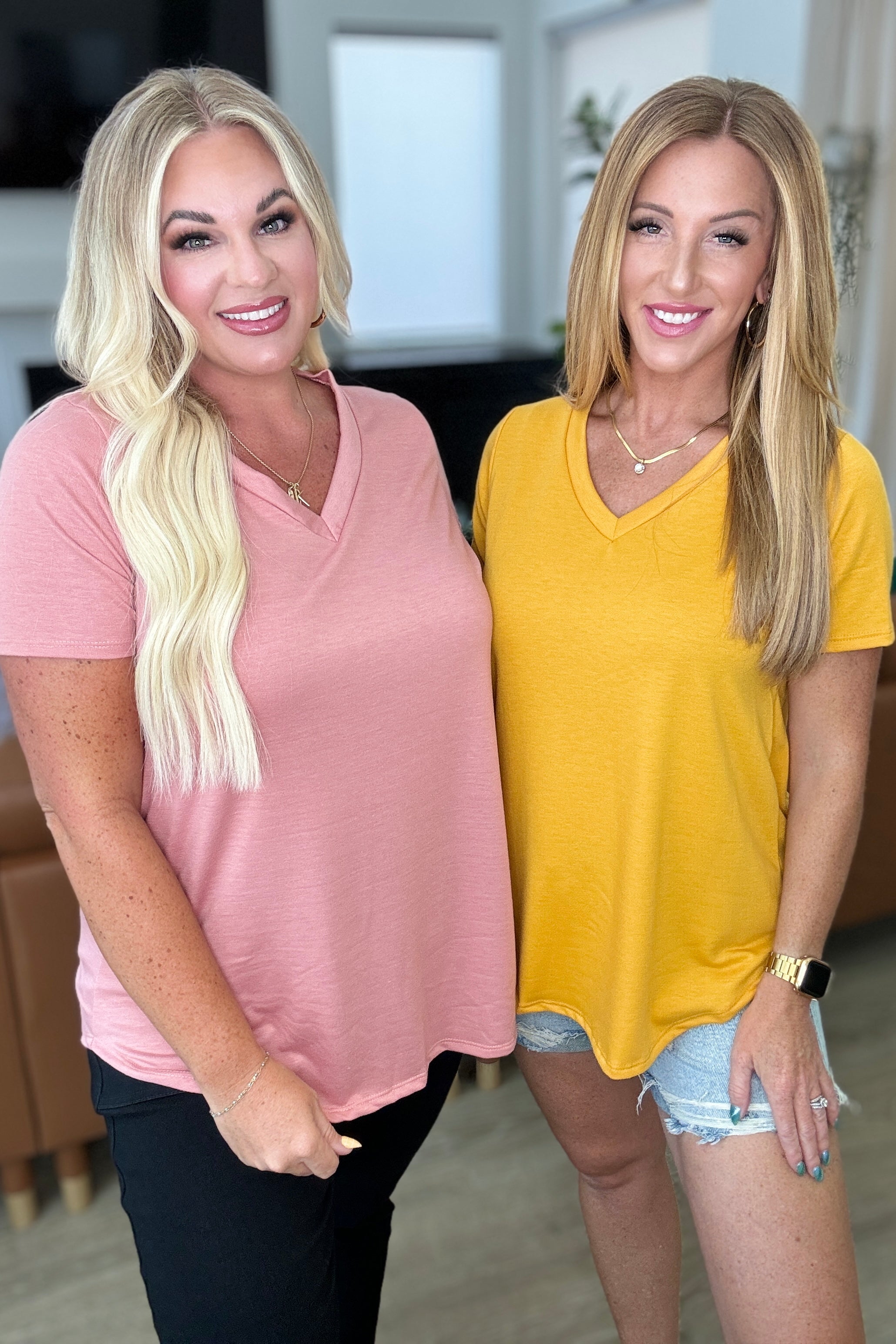 Heart and Soul V-Neck Top in Mustard