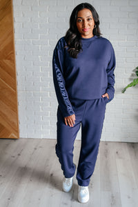 Lysa Satin Stripe Pullover in Smoky Navy