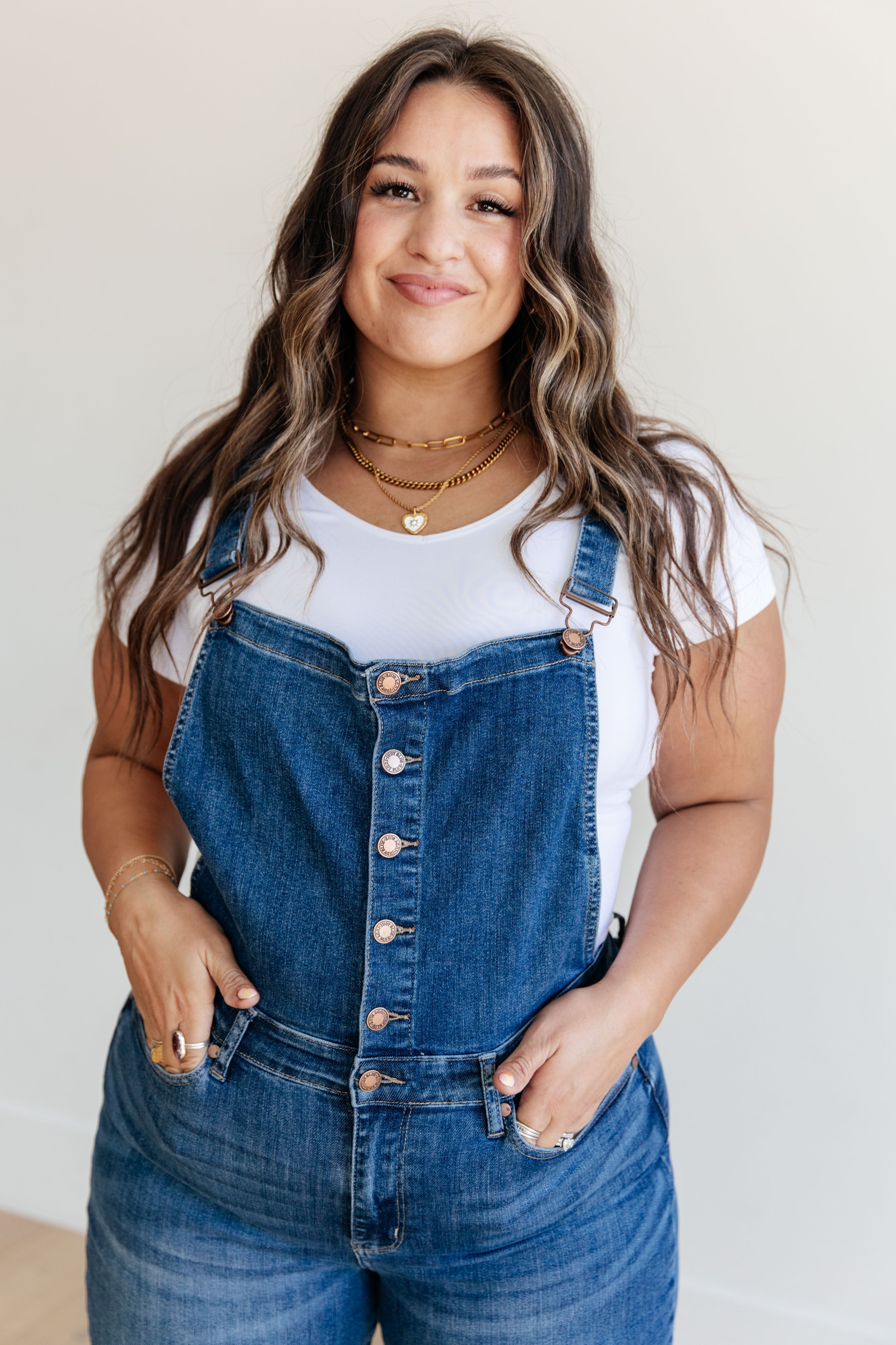 Priscilla High Rise Crop Wide Leg Denim Overalls