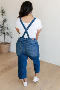 Priscilla High Rise Crop Wide Leg Denim Overalls