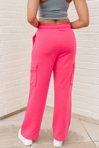 Run, Don't Walk Cargo Sweatpants in Flamingo Pink