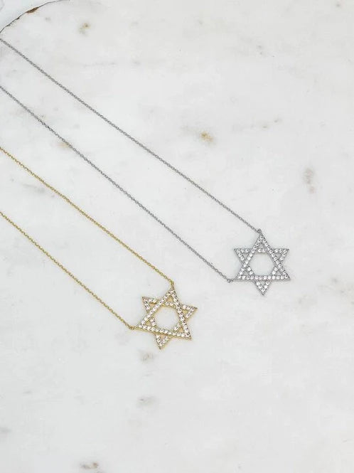 PREORDER: Star of David Cubic Zirconia Pendant Necklaces in Two Colors