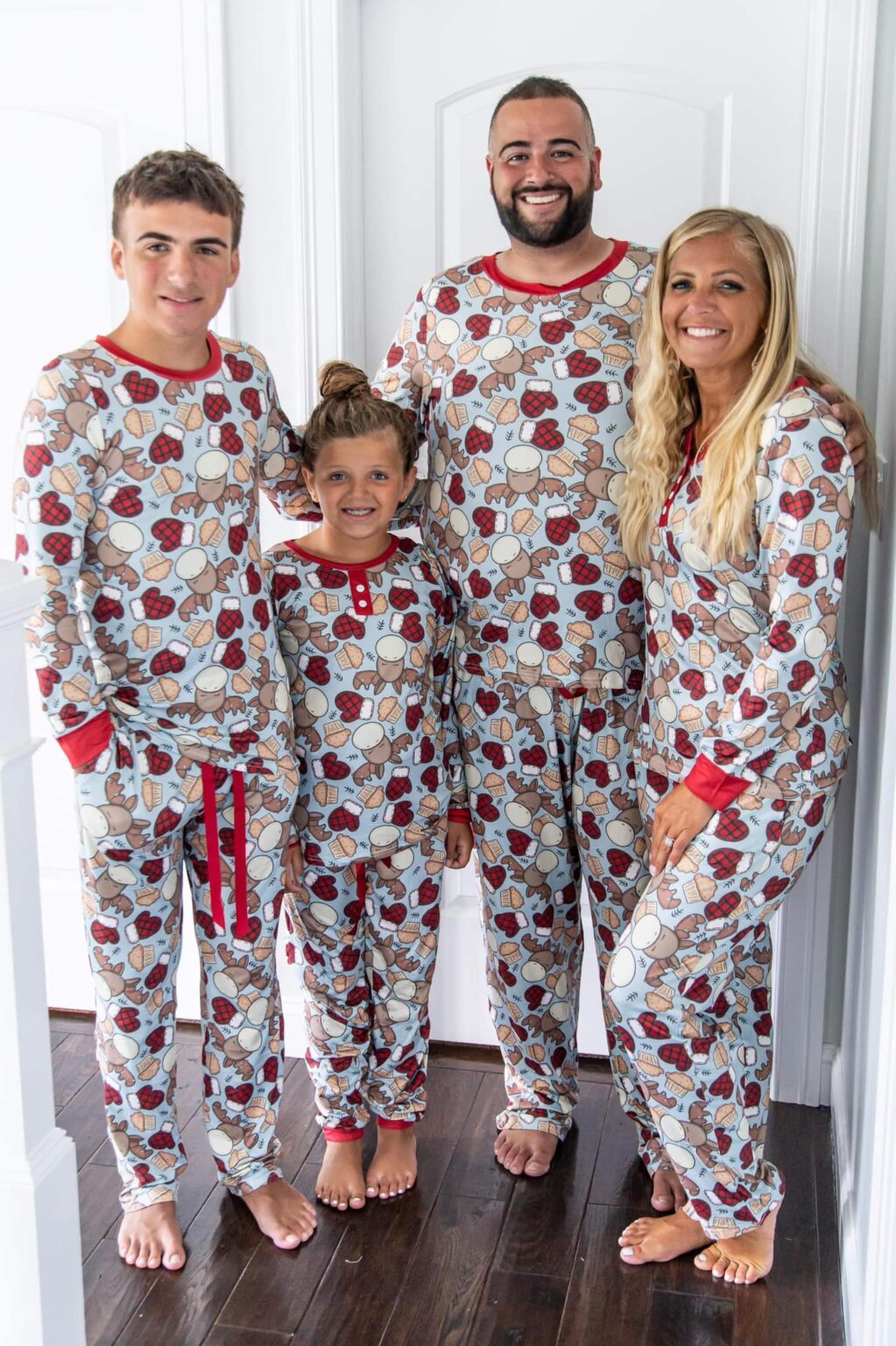 Matching Christmas Pajama Moose with Plaid Heart