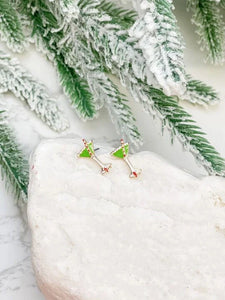 PREORDER: Christmas Martini Enamel Stud Earrings