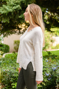 Cozy Zone Popcorn Thread Knit Sweater In Cream