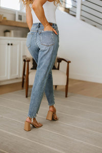 Josie High Rise Button Fly Boyfriend Jeans