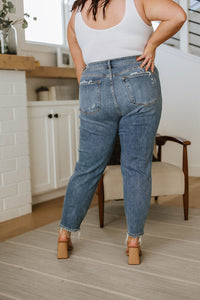 Josie High Rise Button Fly Boyfriend Jeans