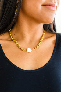 Ocean's Gold Shell Pendant Necklace