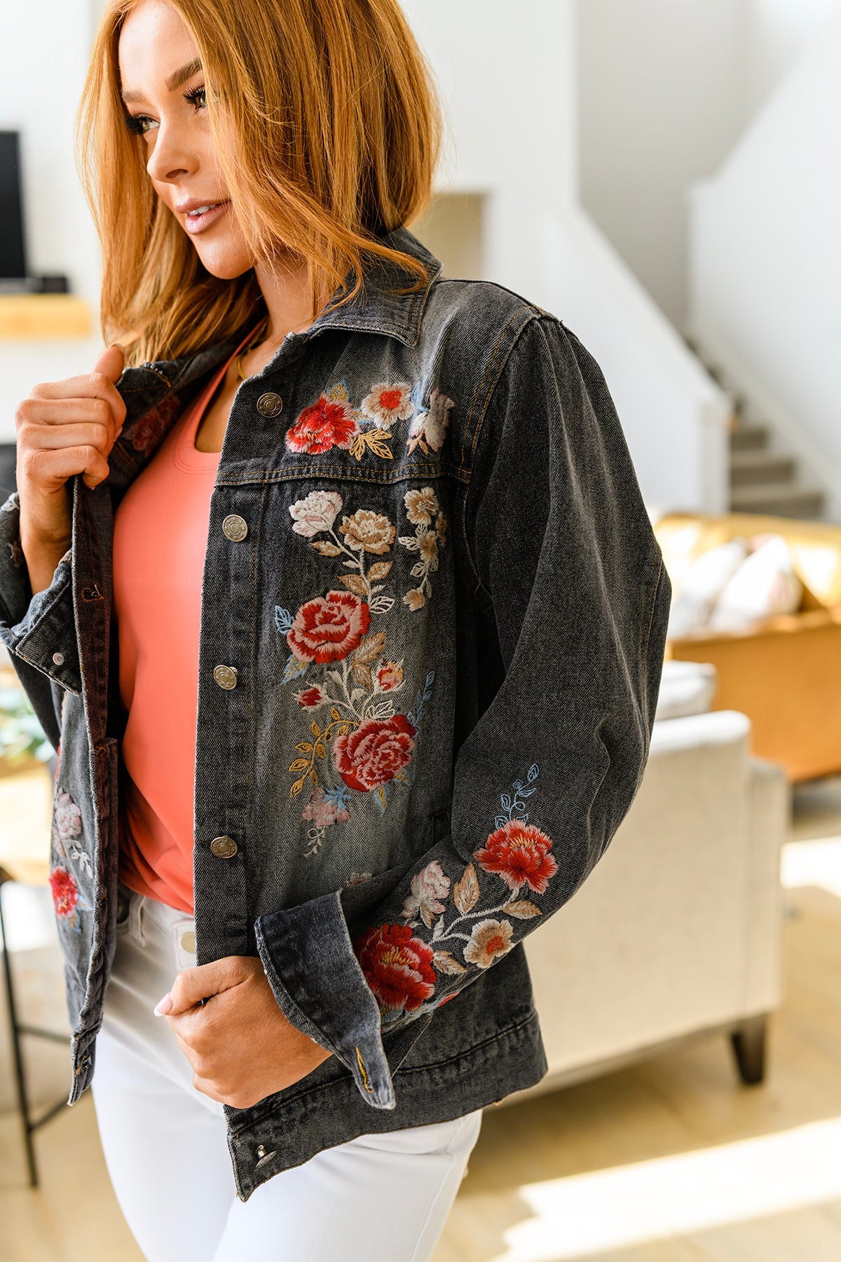 Lovely Visions Flower Embroidered Jacket