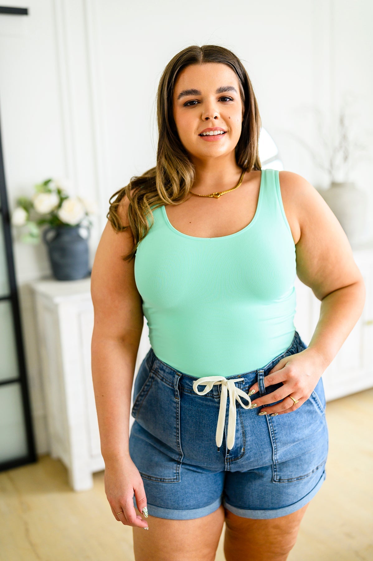 The Basics Longline Reversible Tank in Mint