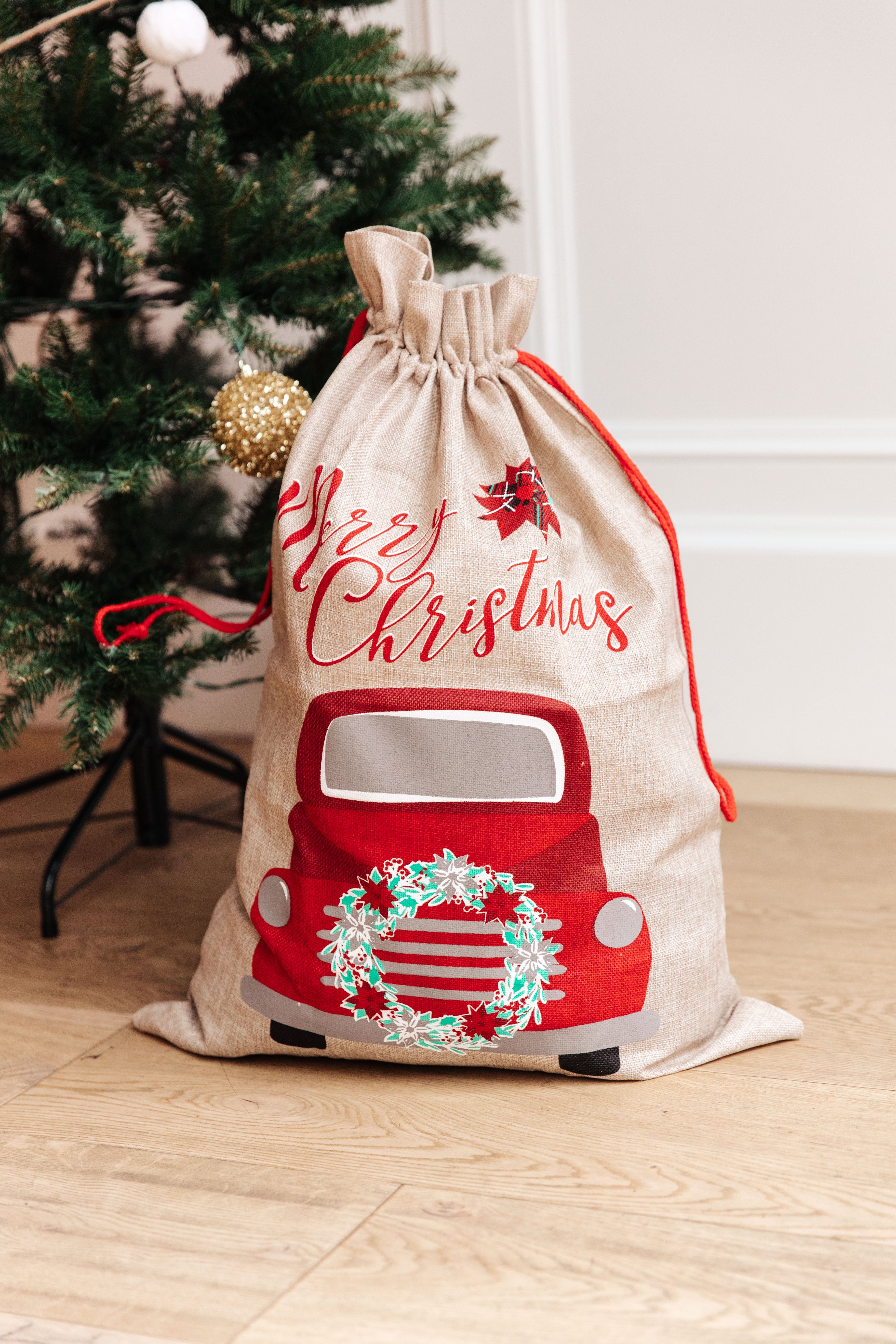 Vintage Car Santa Sack