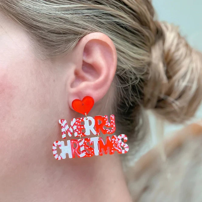 PREORDER: Merry Christmas Acrylic Dangle Earrings