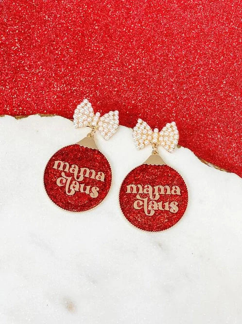 PREORDER: Mama Claus Dangle Earrings