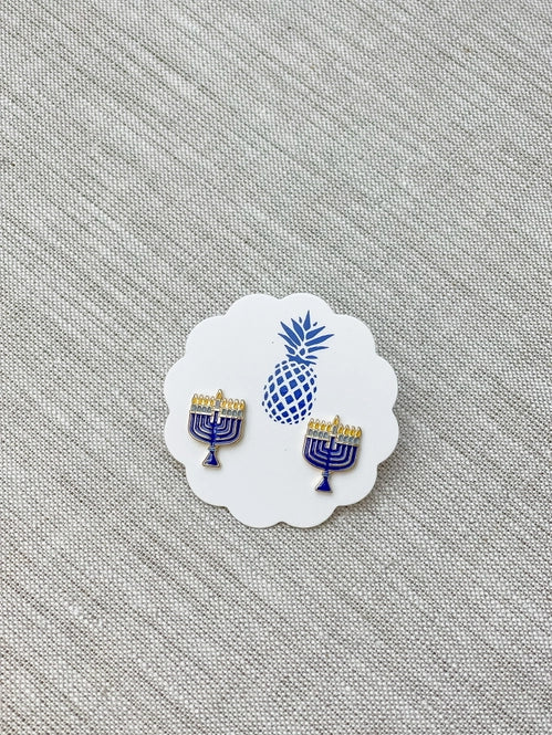 PREORDER: Menorah Signature Enamel Stud Earrings